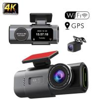 4K dual-lens tachograph HD ultra wide Angle night vision WiFi front and rear dual GPS vehicle recording