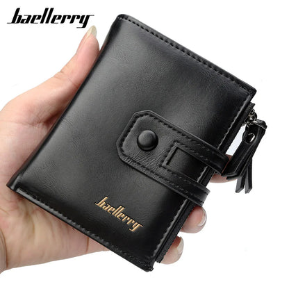 Name Engraving Men Wallets Double Zipper Cardholder Short Male Coin High Quailty