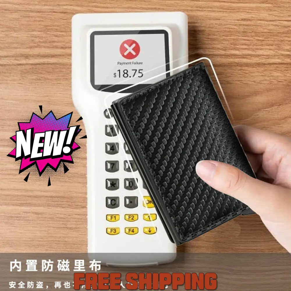 Rfid Carbon Fiber Men’s Wallet Aluminum Alloy Card Bag Metal Sleeve Anti - Theft Brush