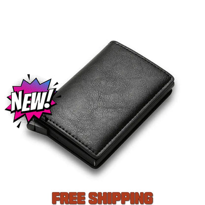 Rfid Carbon Fiber Men’s Wallet Aluminum Alloy Card Bag Metal Sleeve Anti - Theft Brush Black