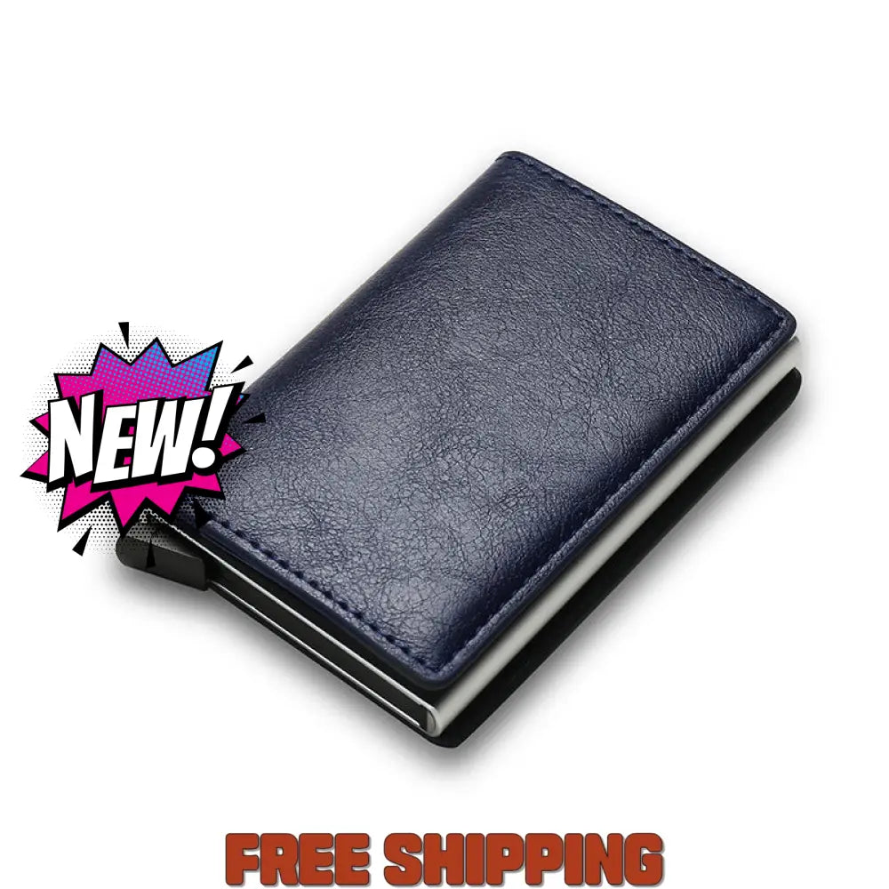 Rfid Carbon Fiber Men’s Wallet Aluminum Alloy Card Bag Metal Sleeve Anti - Theft Brush Blue