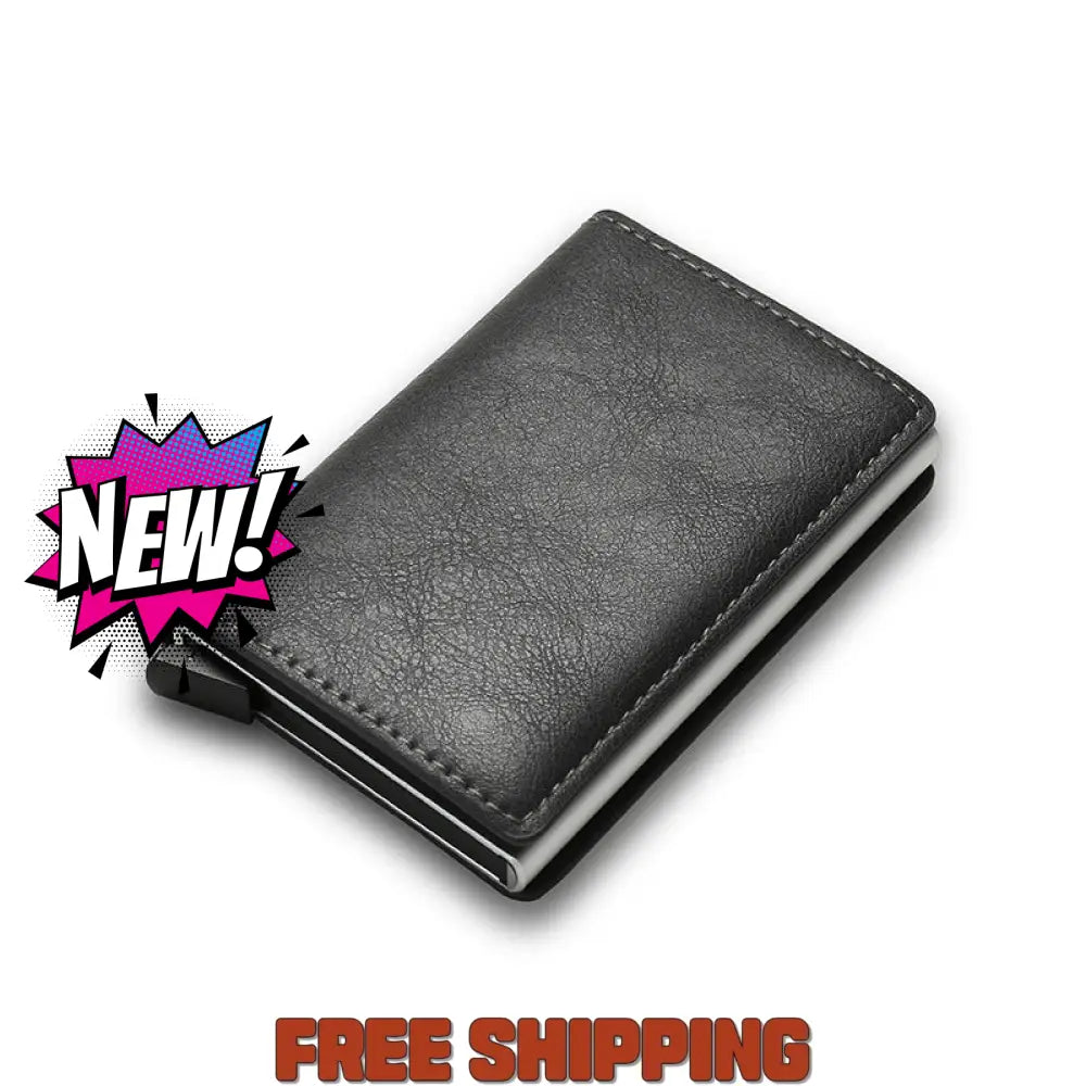 Rfid Carbon Fiber Men’s Wallet Aluminum Alloy Card Bag Metal Sleeve Anti - Theft Brush Grey