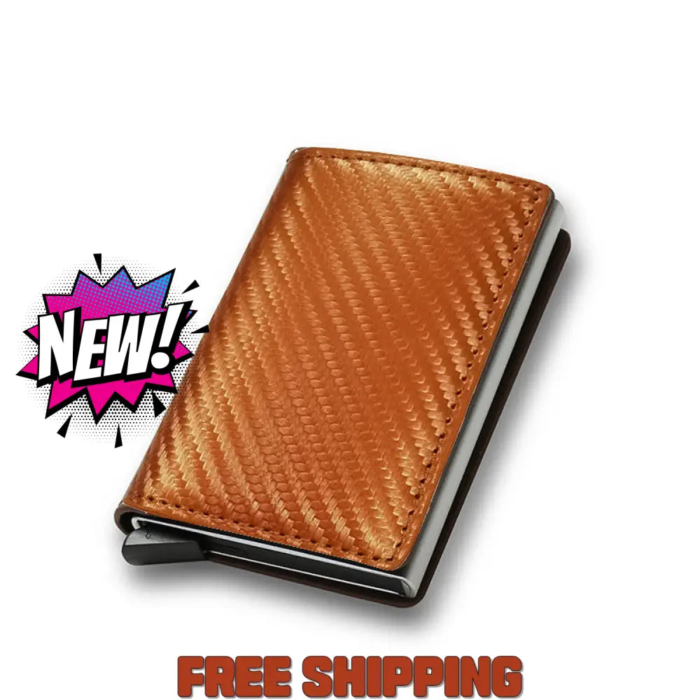 Rfid Carbon Fiber Men’s Wallet Aluminum Alloy Card Bag Metal Sleeve Anti - Theft Brush Carbon Orange