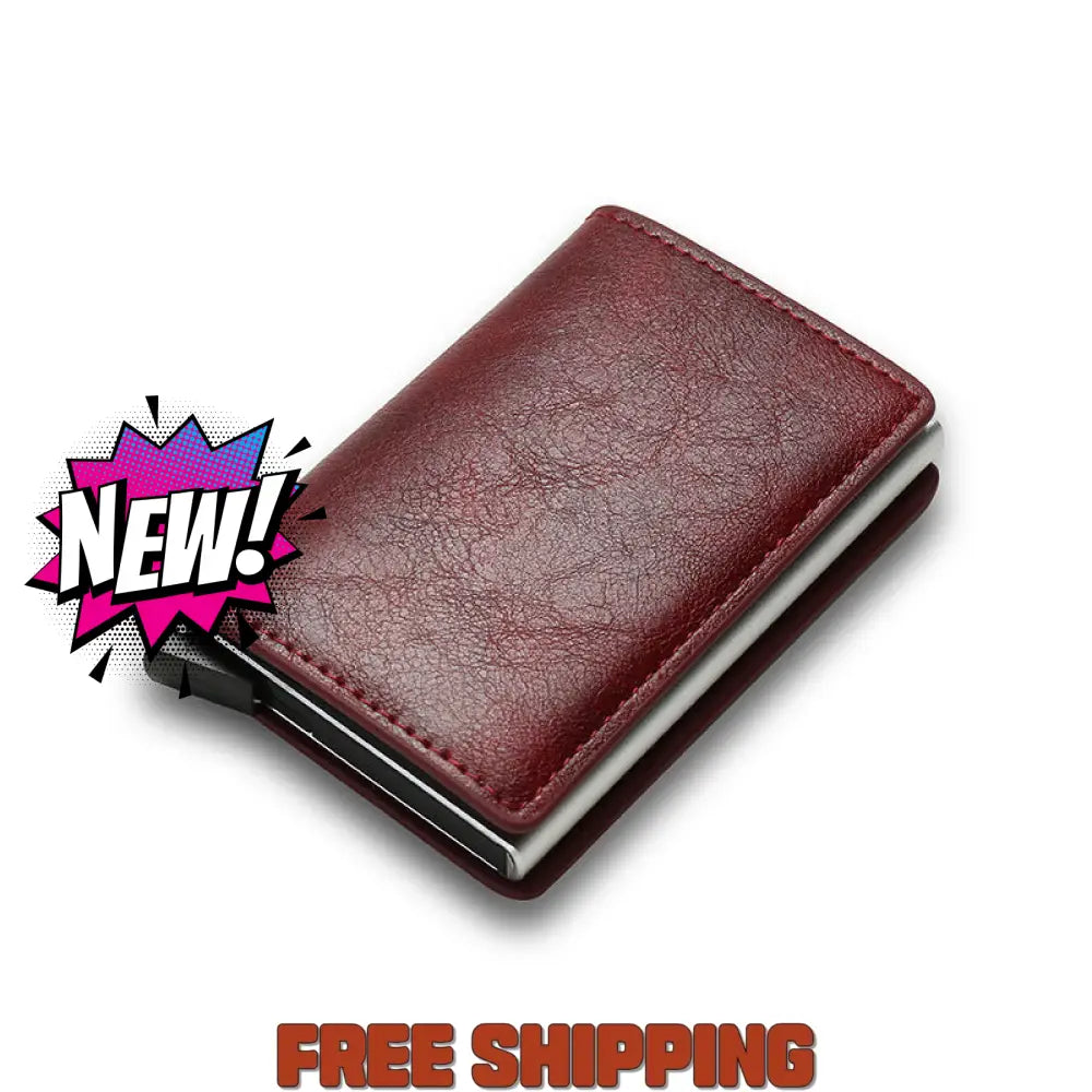 Rfid Carbon Fiber Men’s Wallet Aluminum Alloy Card Bag Metal Sleeve Anti - Theft Brush Red